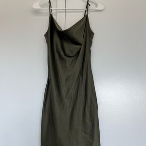 Stradivarius Green Satin Dress